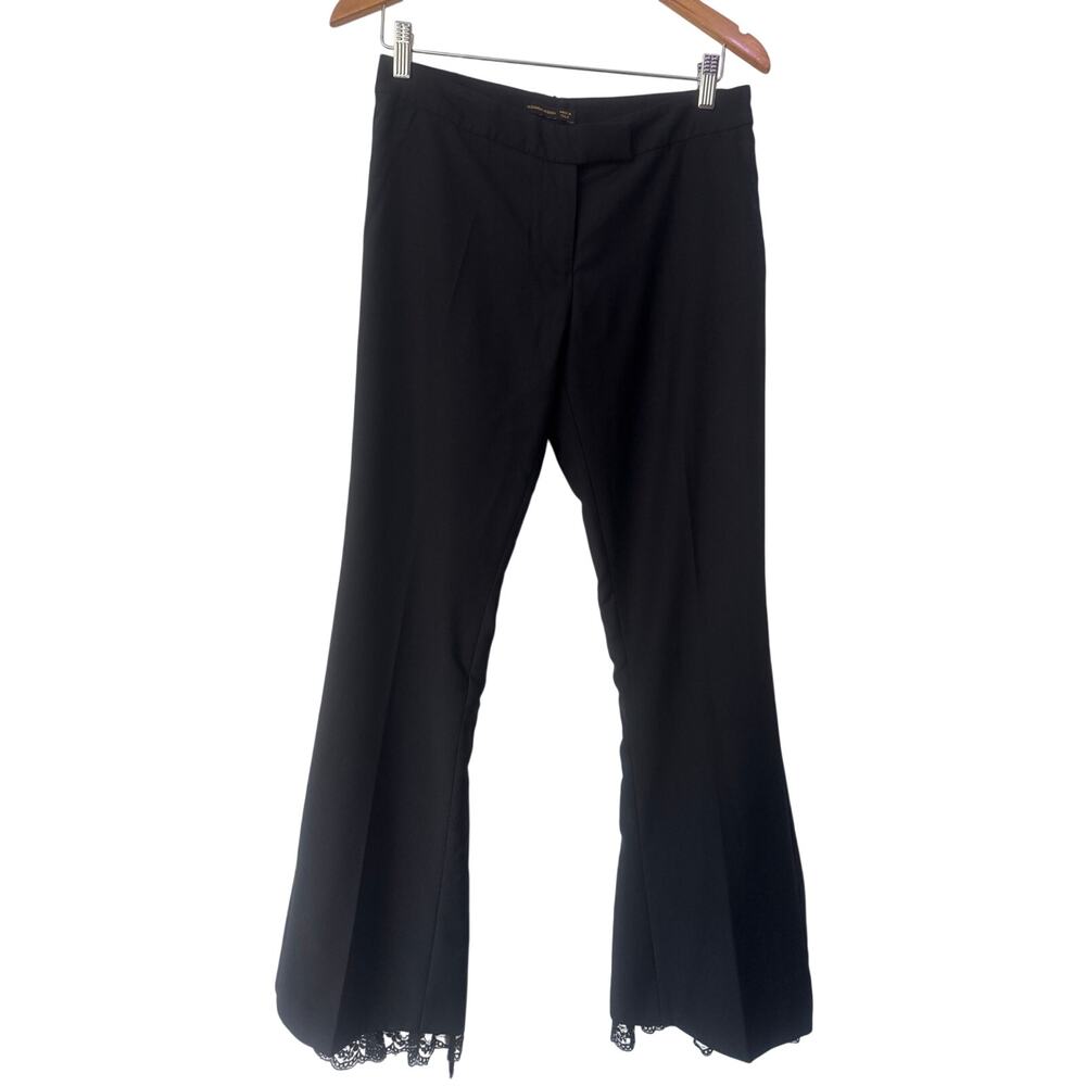 Alexander McQueen 100% Wool Lace Flare Trousers Black Italian It 44 US 8 Flaw